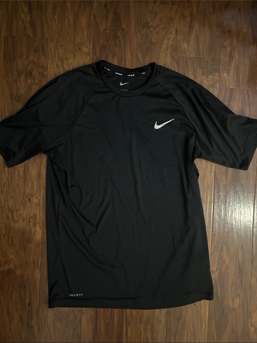 Nike Black Short Sleeve Dri-FIT Athletic Tee with White Swoosh